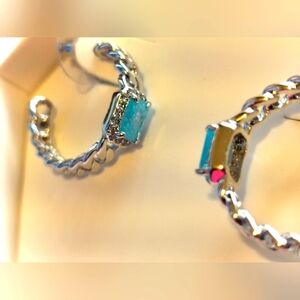 Bomb party simply obsessed hoop earrings aquamarine ice crystal rhodium plating